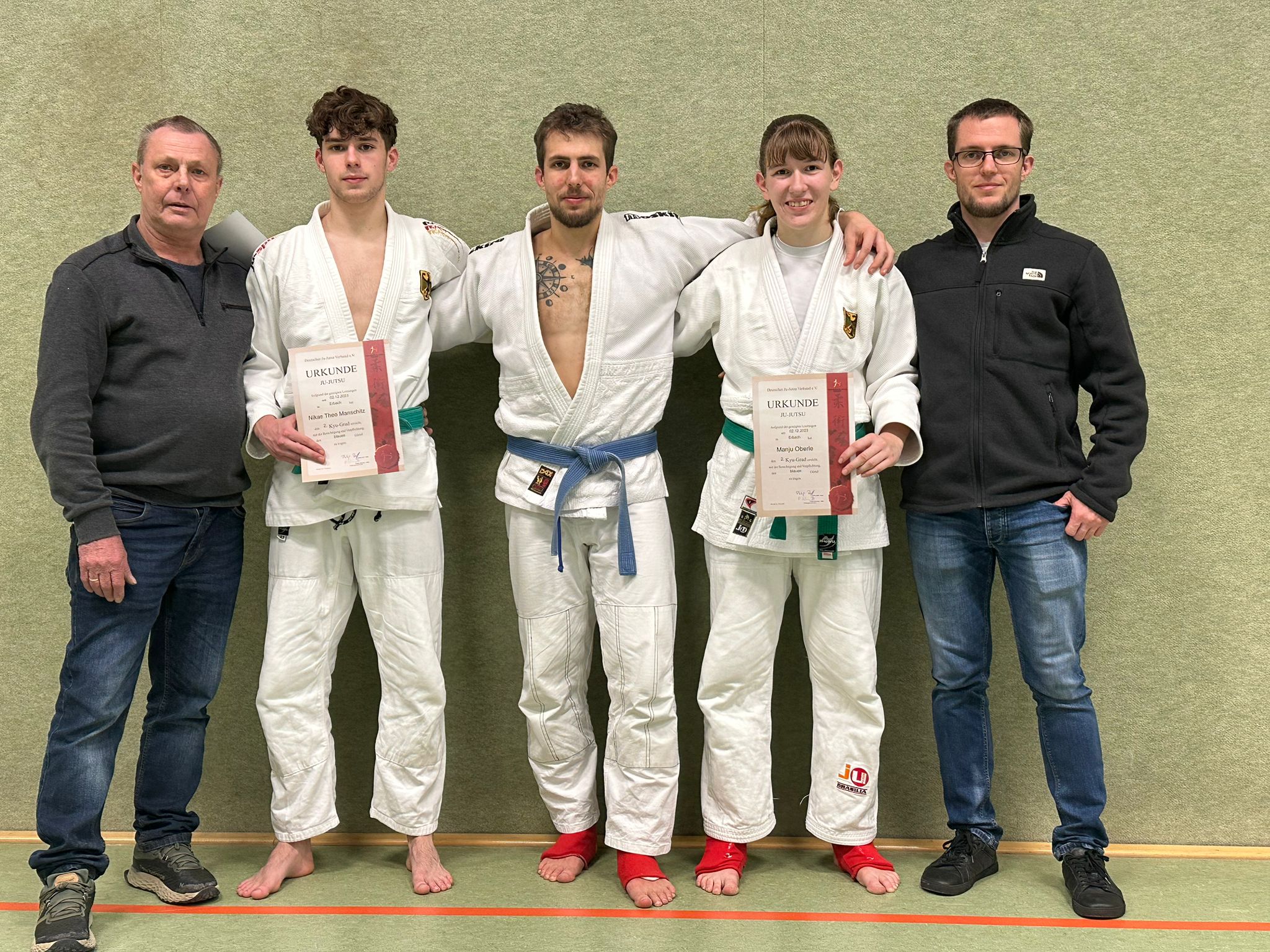 Trainer Bernd Keßler, Nikas Manschitz, Jochen Keßler, Manju Oberle, Trainer Georg Keßler